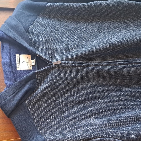 Scott James England Size L Blue Textured Hooded Zip Up Sweater - Picture 3 of 5